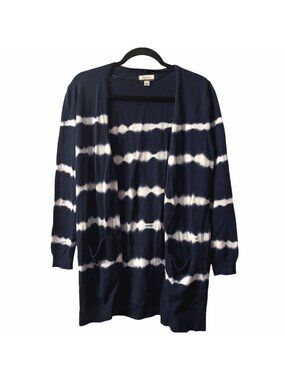 NWT Style & Co Tie Dye Knit Cardigan S Cotton Stripe Open Front Longline Boho